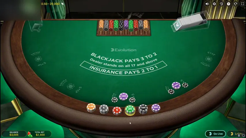 First Person Blackjack — partida en directo