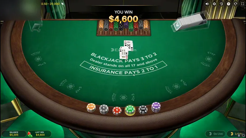 First Person Blackjack — partida en directo