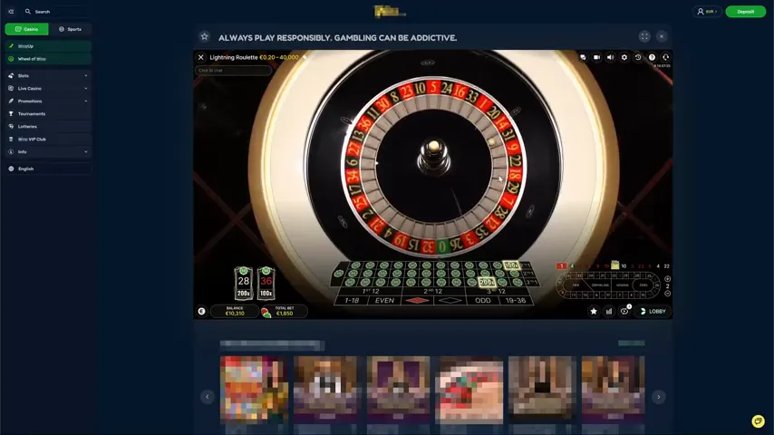 Lightning Roulette en juego — captura 1