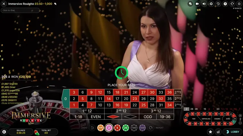 Live Roulette — partida en directo